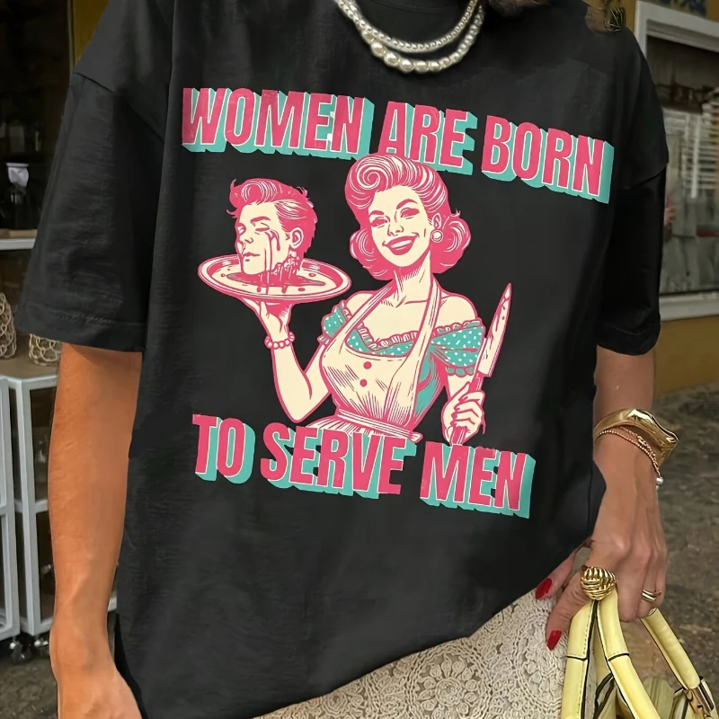 

Черный феминистский слоган, ретро-илюстрация, подходит для мужчин и женщин на все сезоны, повседневная и модная футболка