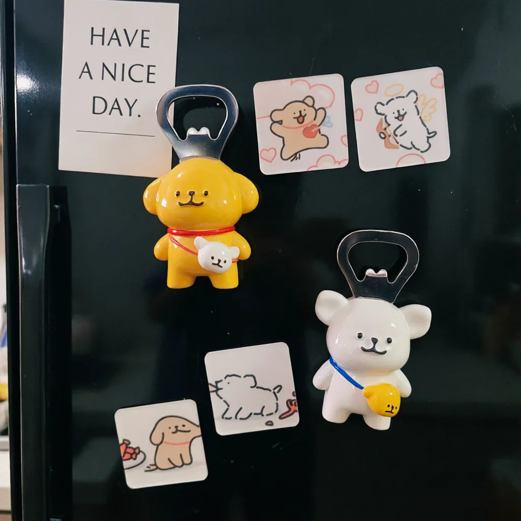 

3pcs Personalized and Funny Dog Bottle Opener Refrigerator Magnets Creative Fridge Magnet Decorative