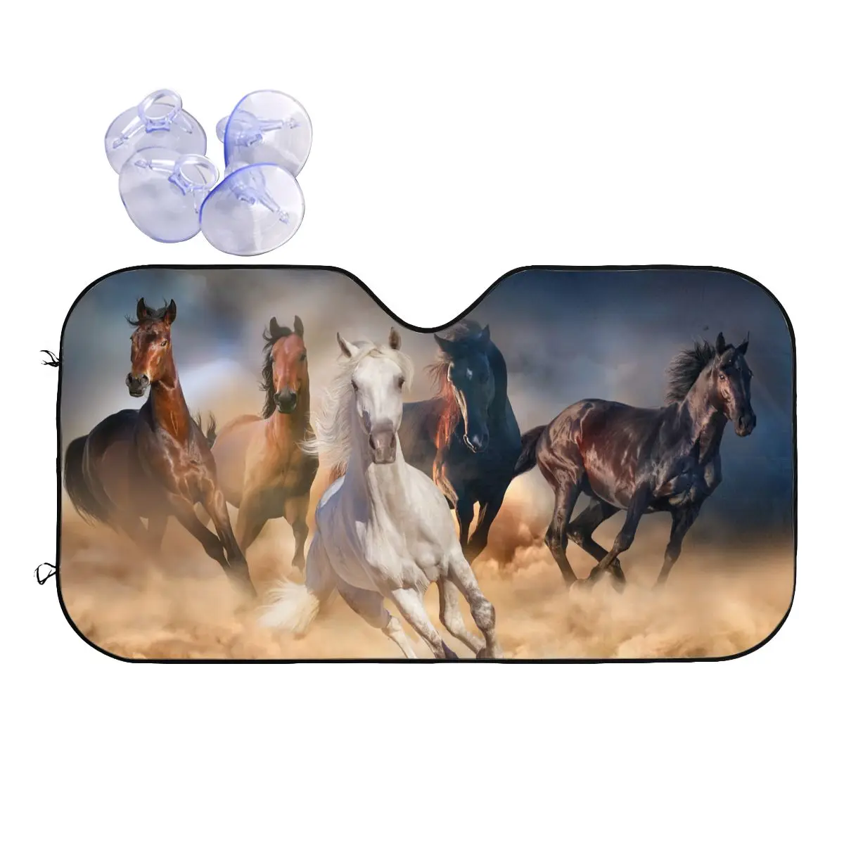 

Horse Herd Running Awesome Sunshade Windscreen 70x130cm Galloping Animal Lovers Foils Sunshade Visor Heat Reflector