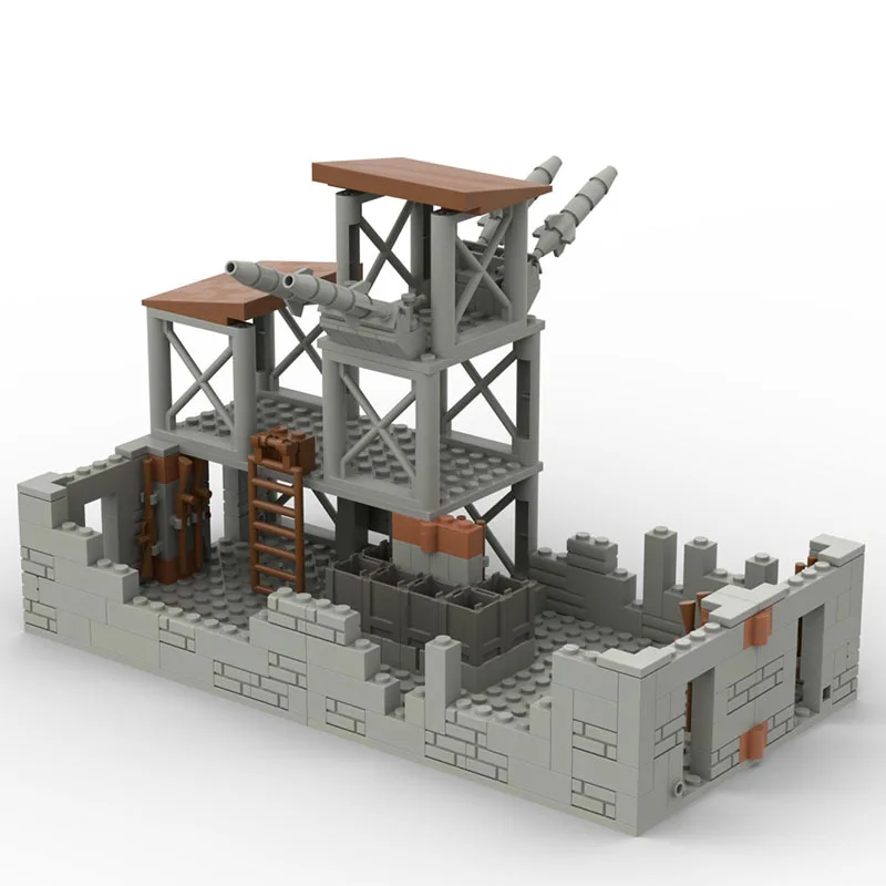 Abandonné ruiné MOC WW2 Pubg scènes de Base militaire Architecture blocs de construction ensemble adultes armée soldat Mini figurines jouets