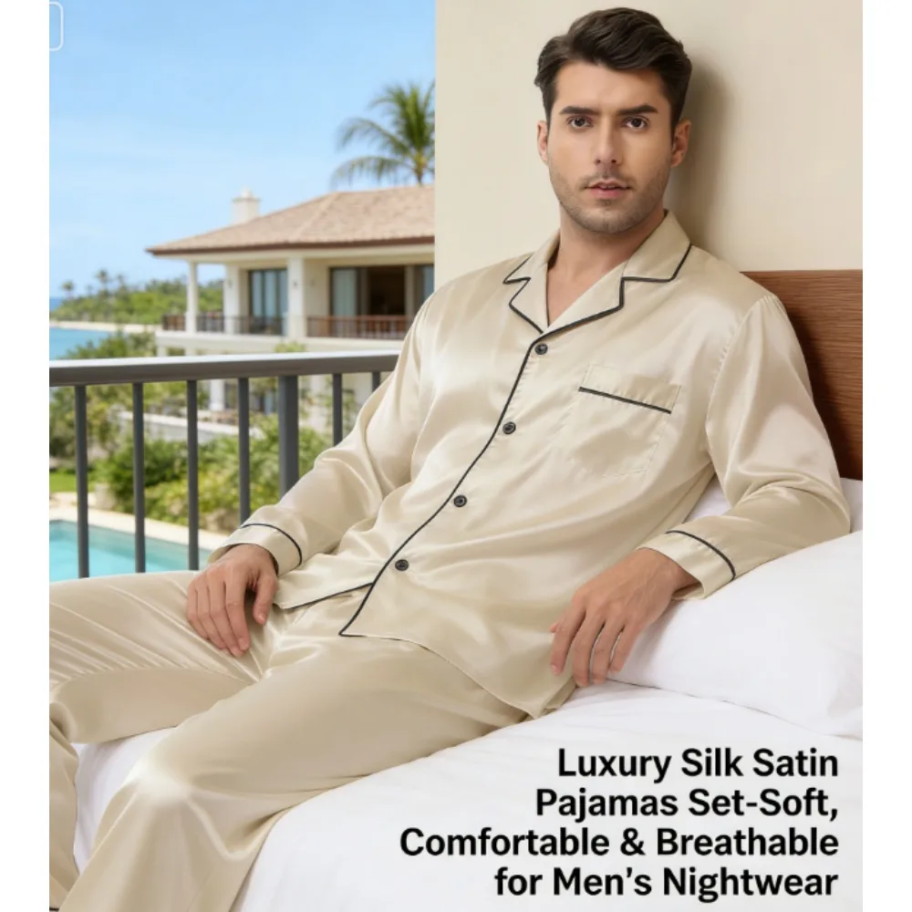 

Мужской шелковый пижамный комплект с длинными рукавами, весенний домашний костюм в корейском стиле, дышащий, удобный, можно носить и на улице