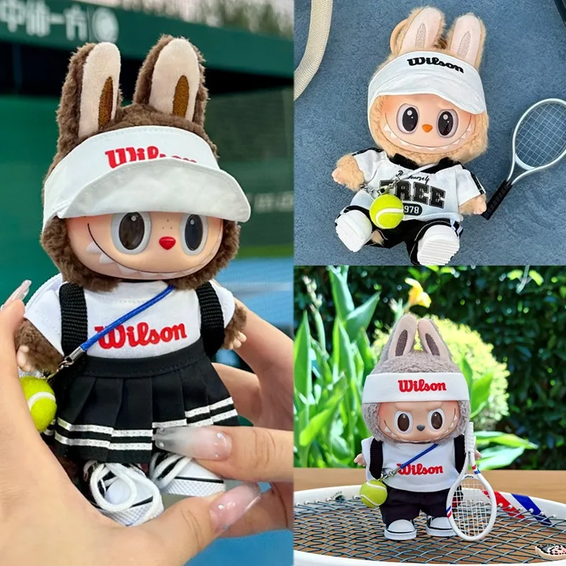 

For 15 17cm Labubu Clothes Trend Tennis Pleated Skirt Hat Shoes Clothing Prince of Tennis Accessories High quality cloth