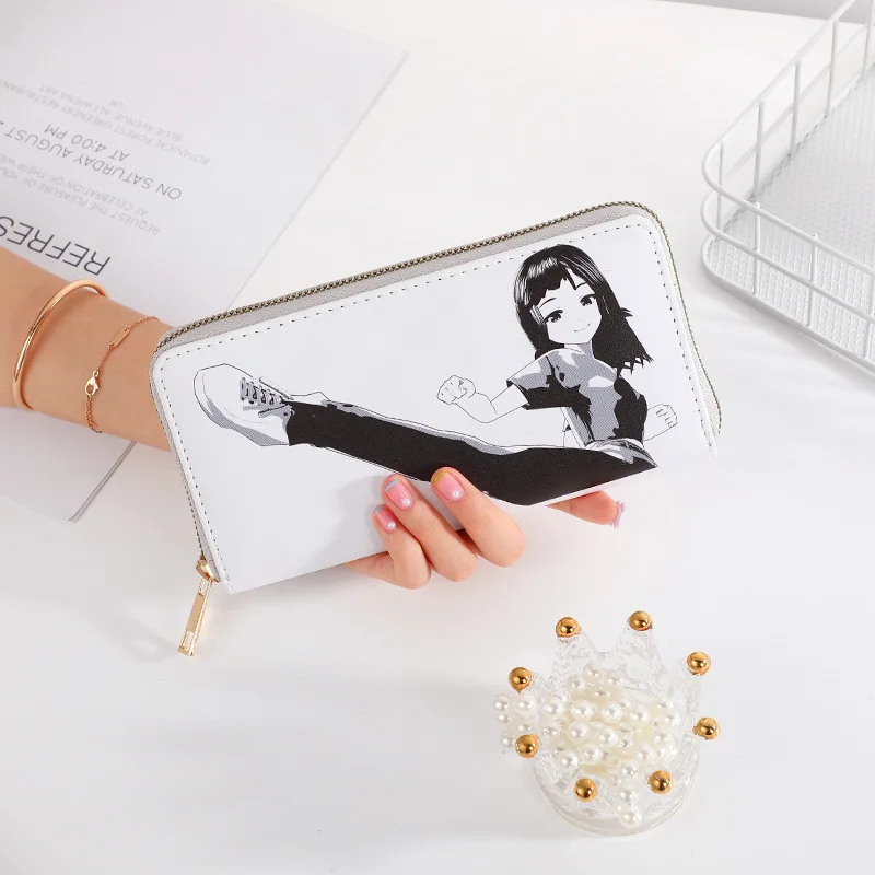 PU Digital Printing Medium Long Women Wallet Korean Fashion Zipper Mini Wallet Multi Card Holder Bags