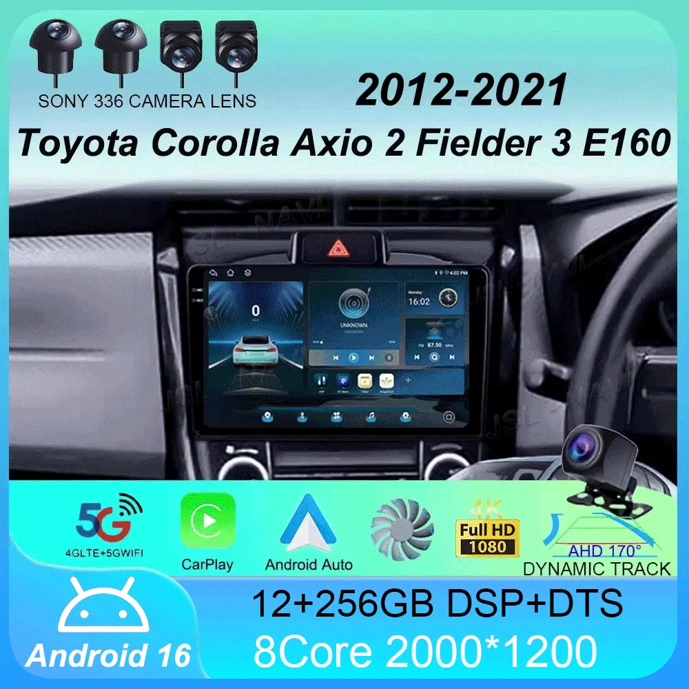 Android 16 For Toyota Corolla Axio 2 Fielder 3 E160 2012 - 2021 Car Radio Multimedia Video Player Navigation Stereo GPS