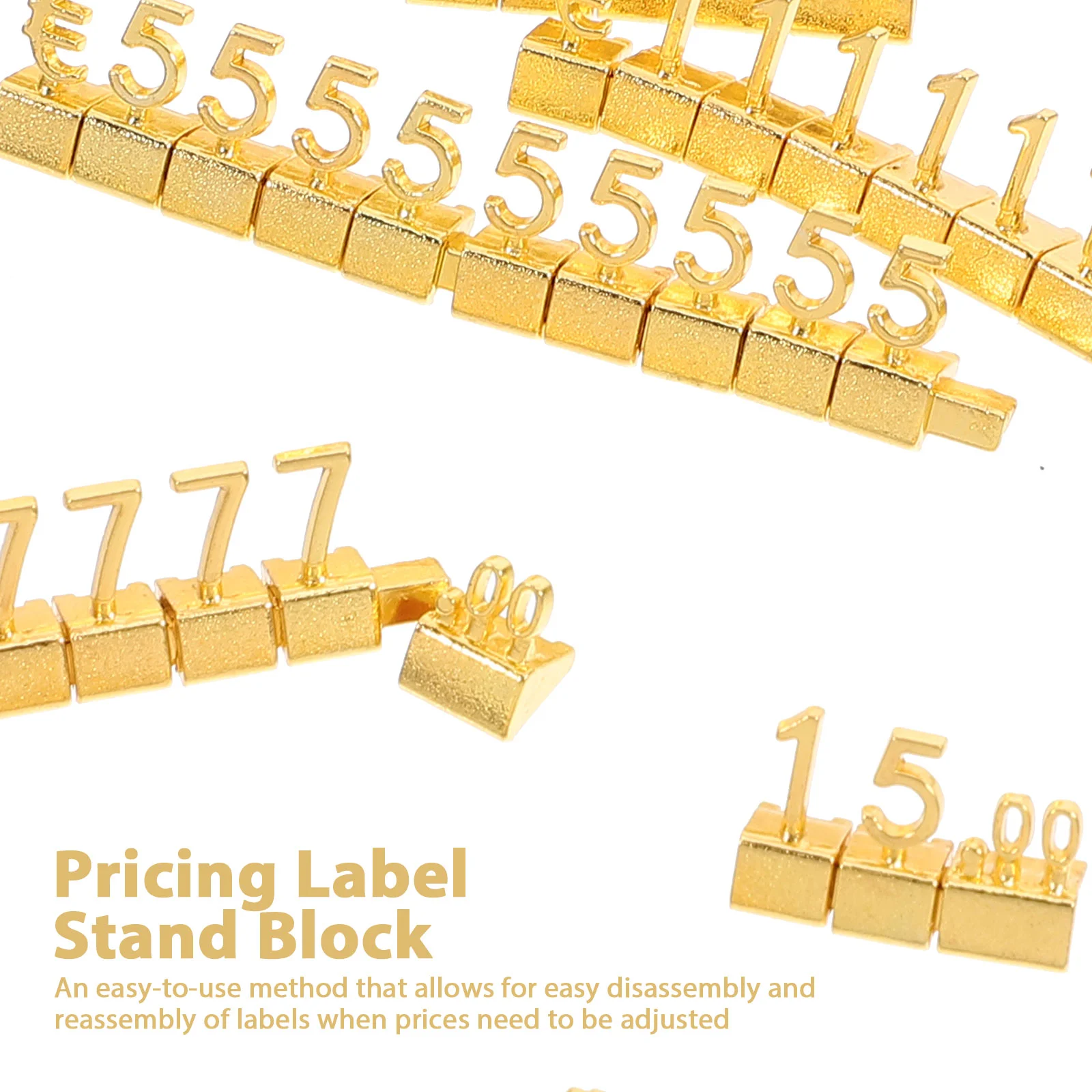 Metal Price Tag Block Tags for Shop Jewelry Display Cubes Numbers Glod Boards Signs Store Show Rack