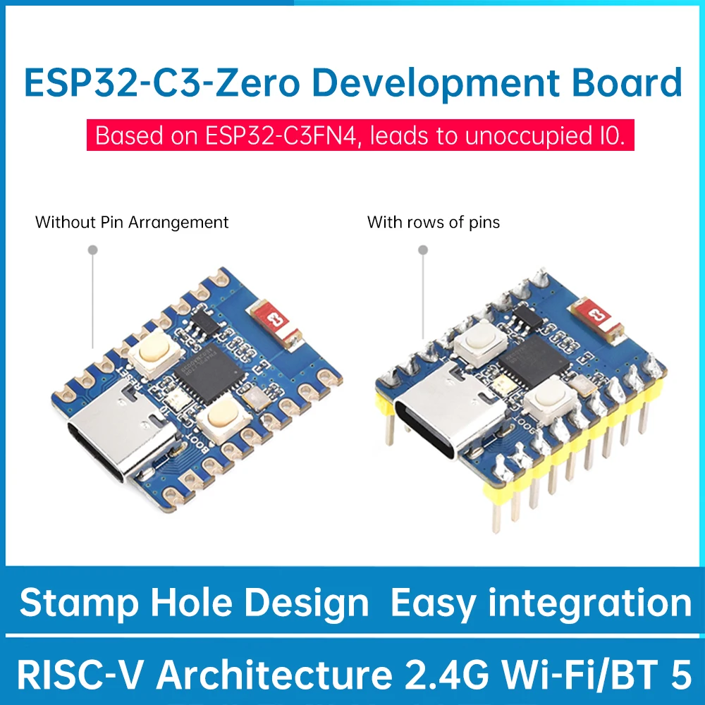 ESP32-C3-Zero Mini WiFi BT 5 Development Board Single Core Processor Based on ESP32-C3FN4