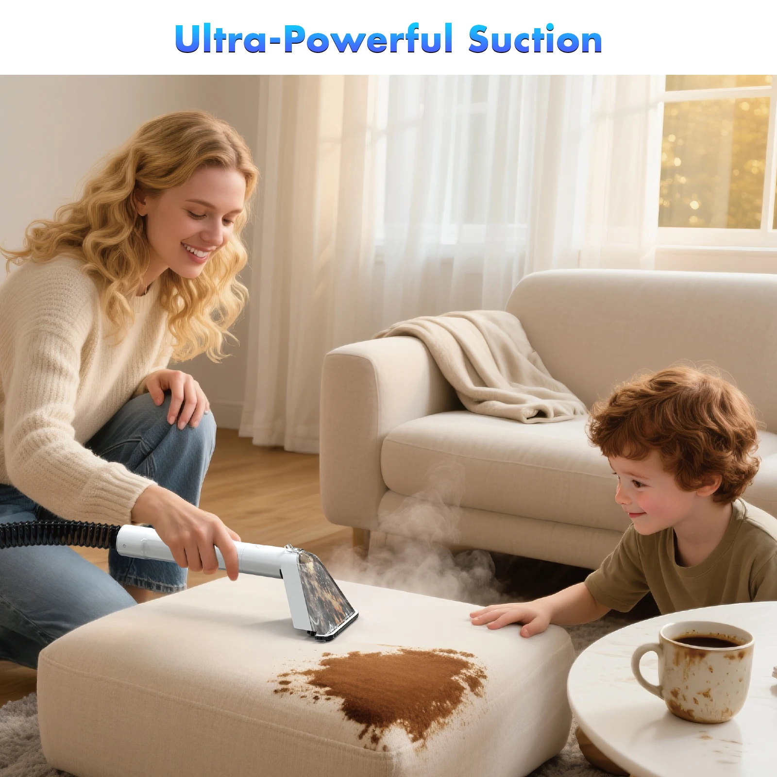 High Power Steam Cleaner, 3-in-1 Steam Vacuum for Carpet Sofa Car, Multi-Function Home