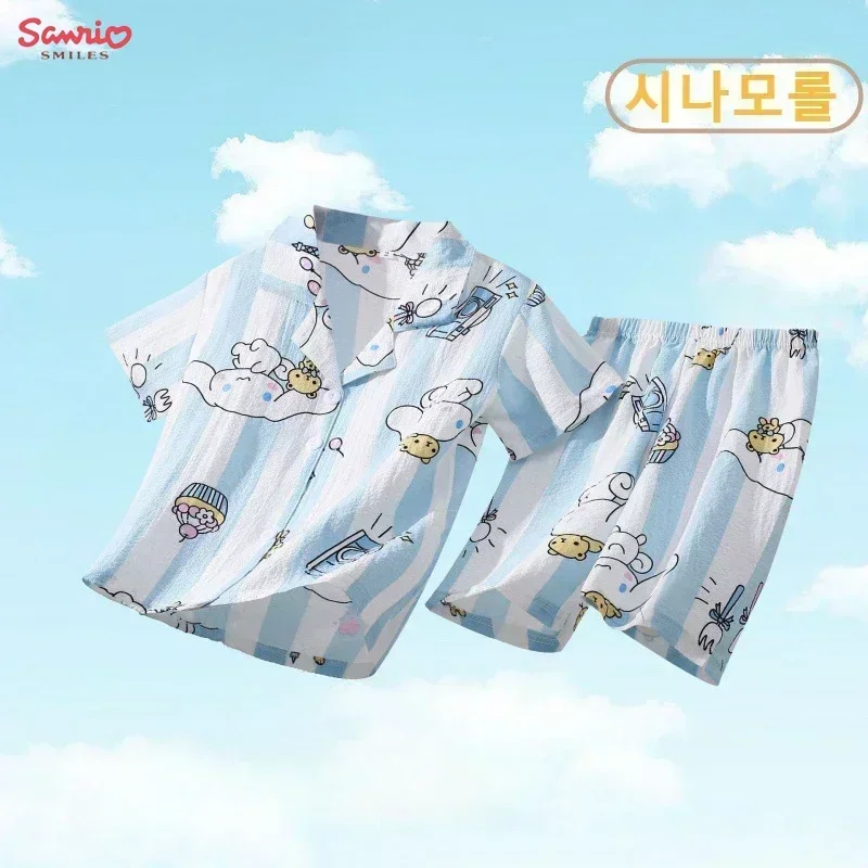 

Sanrio Cinnamoroll Kuromi Children's Pajamas Set Anime Hello Kitty My Melody Sleepwear Comfortable Clothing Girl Boy Homewear