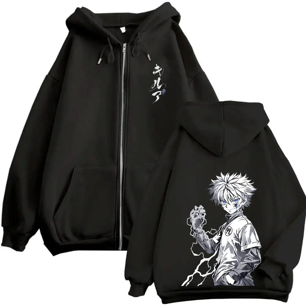 

Anime Hunter X Hunter Zipper Hoodie Killua Zoldyck Merch Zip Up Jacket Men Casual Retro Zip Up Sweatshirt Cosplay Lover Clothes