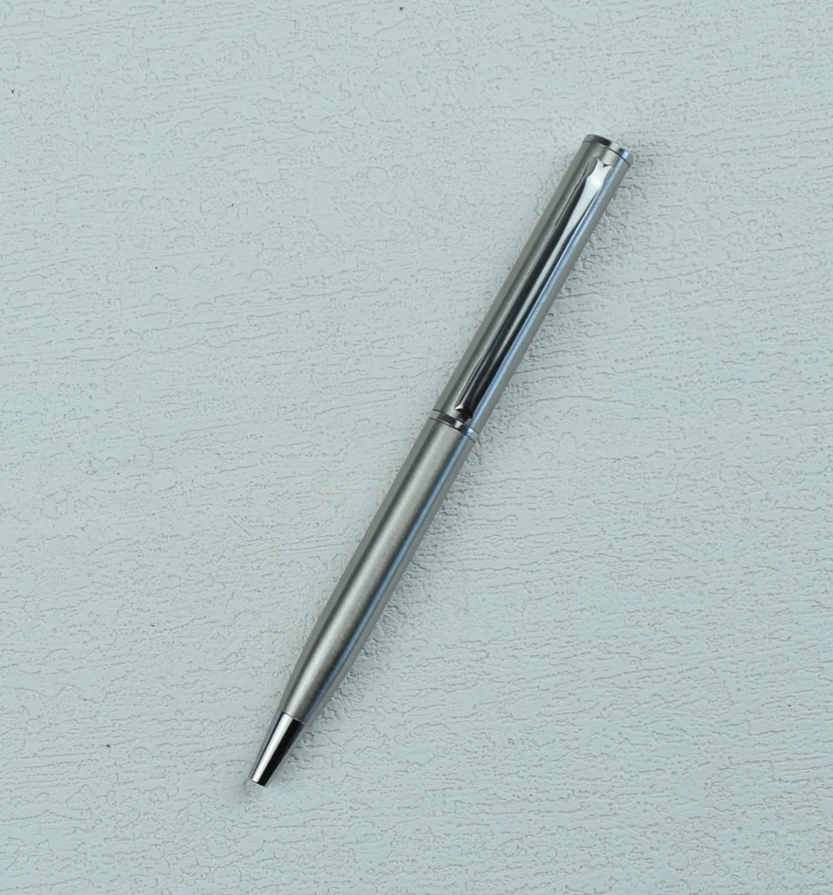 Mini-Kugelschreiber aus Metall mit gedrehtem Aktiv – 0,7 mm feine schwarze Tinte aus Edelstahl im Taschenformat, Büro- und Schulbedarf – Detail 3