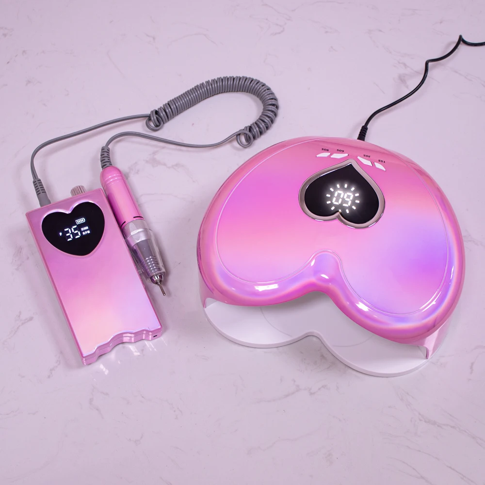 Unicorn Magic Pink 96W Nail Lamp UV LED Nail Dryer Red Light Heart Shape for Curing Polish Gel High Power 96w Nails Electric