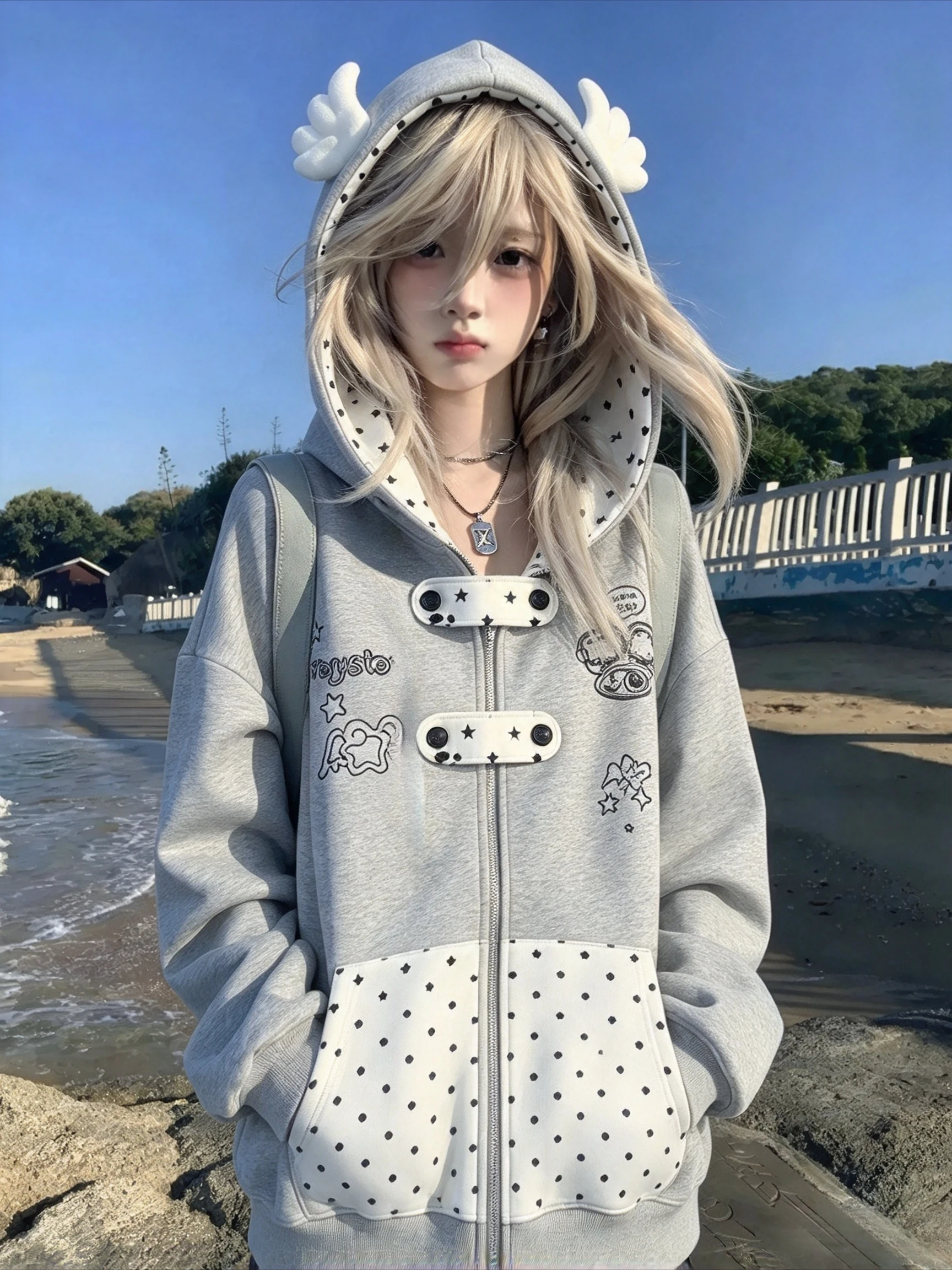 2026 Women Casual Y2K Hoodie Jacket Kawaii Subculture Harajuku Style Long Sleeve Print Sweatshirt Tops Korean Fashion Coats
