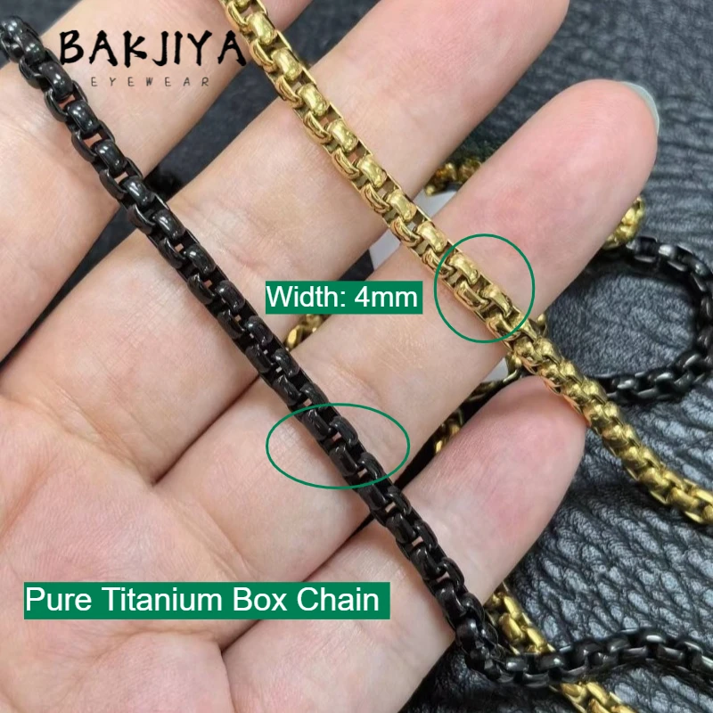 

4mm Pure Titanium Square Box Chain Necklace - Hip-Hop Unisex Lightweight Hypoallergenic Personalized Jewelry Necklace Black/Gold