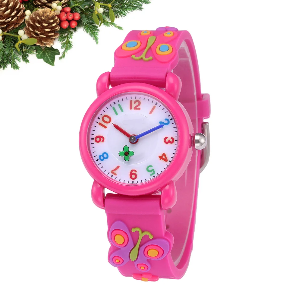 Adorable Watch Silicone Cartoon Design Comfortable Strap Precise Timekeeping Birthday Present for Rosy