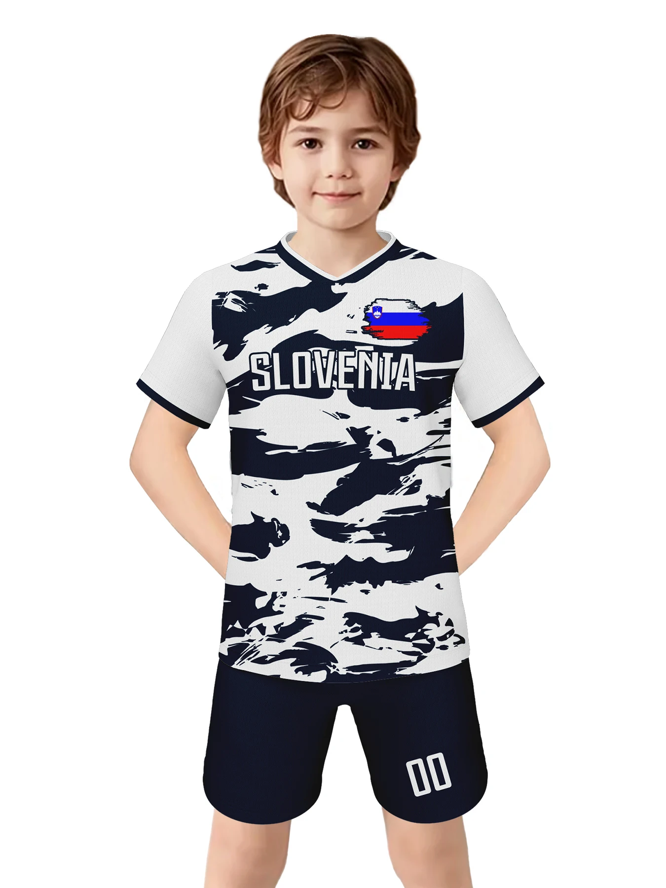 

Custom Slovenia Kids Soccer Jersey Youth Football Uniform Set for Boys & Girls Printed Name Number Team Jerseys Kit Fans Gift