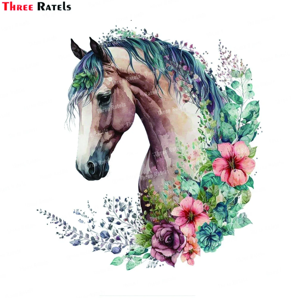 Three Ratels K931 Horse With Flower Cartoon Wall Sticker Backwall Children's Room Living Room Bedroom Decorative