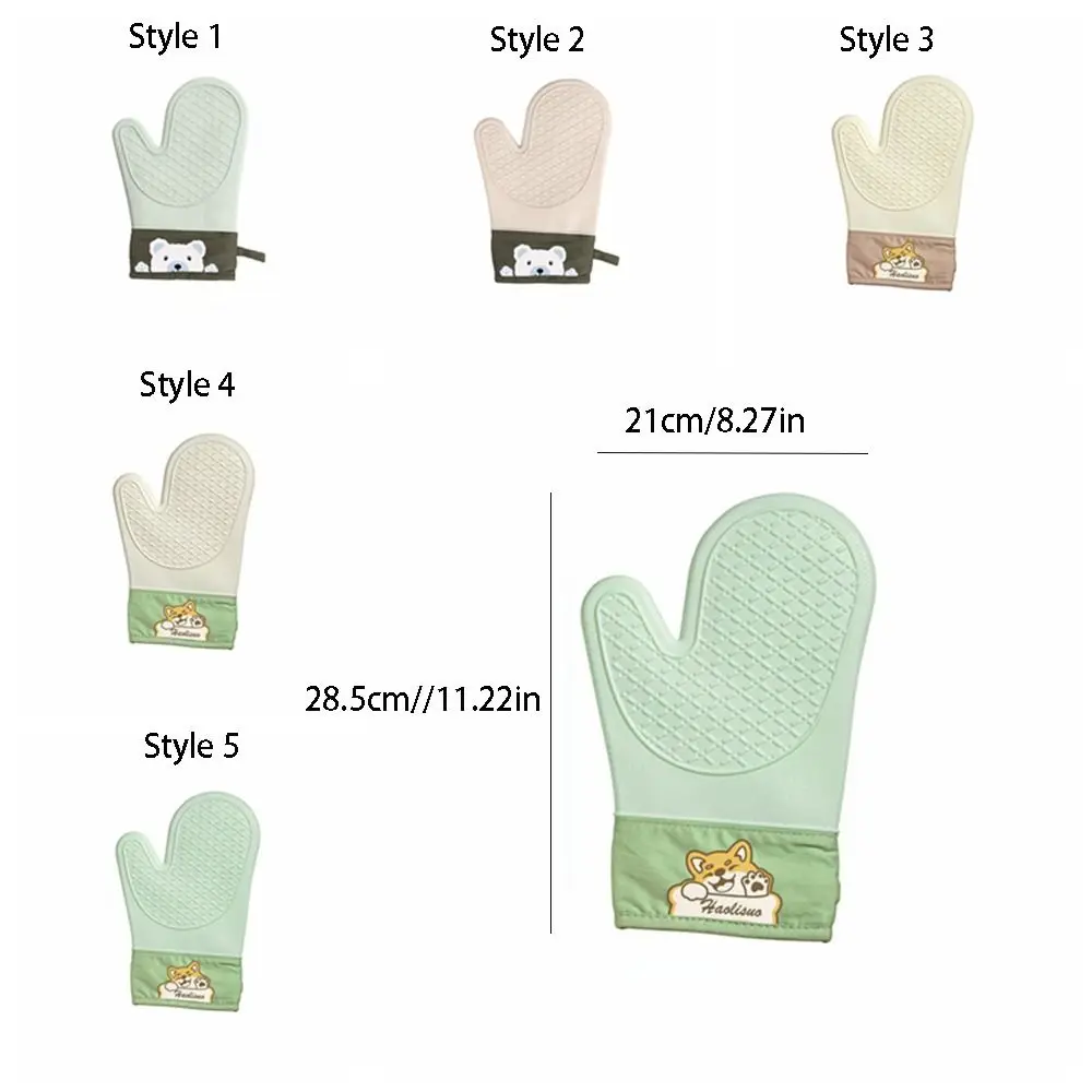 2pcs Thickened Silicone Heat Insulation Gloves Non-Slip Cotton High Temperature Gloves Heat Resistant Baking Mitts BBQ