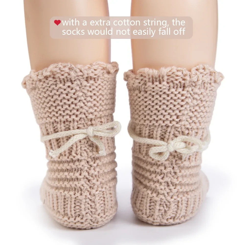 

Newborn Warm Knitted Socks Soft Breathable Yarns Crochet Baby Walking Socks for Indoor & Outdoor Use 0-12 Months
