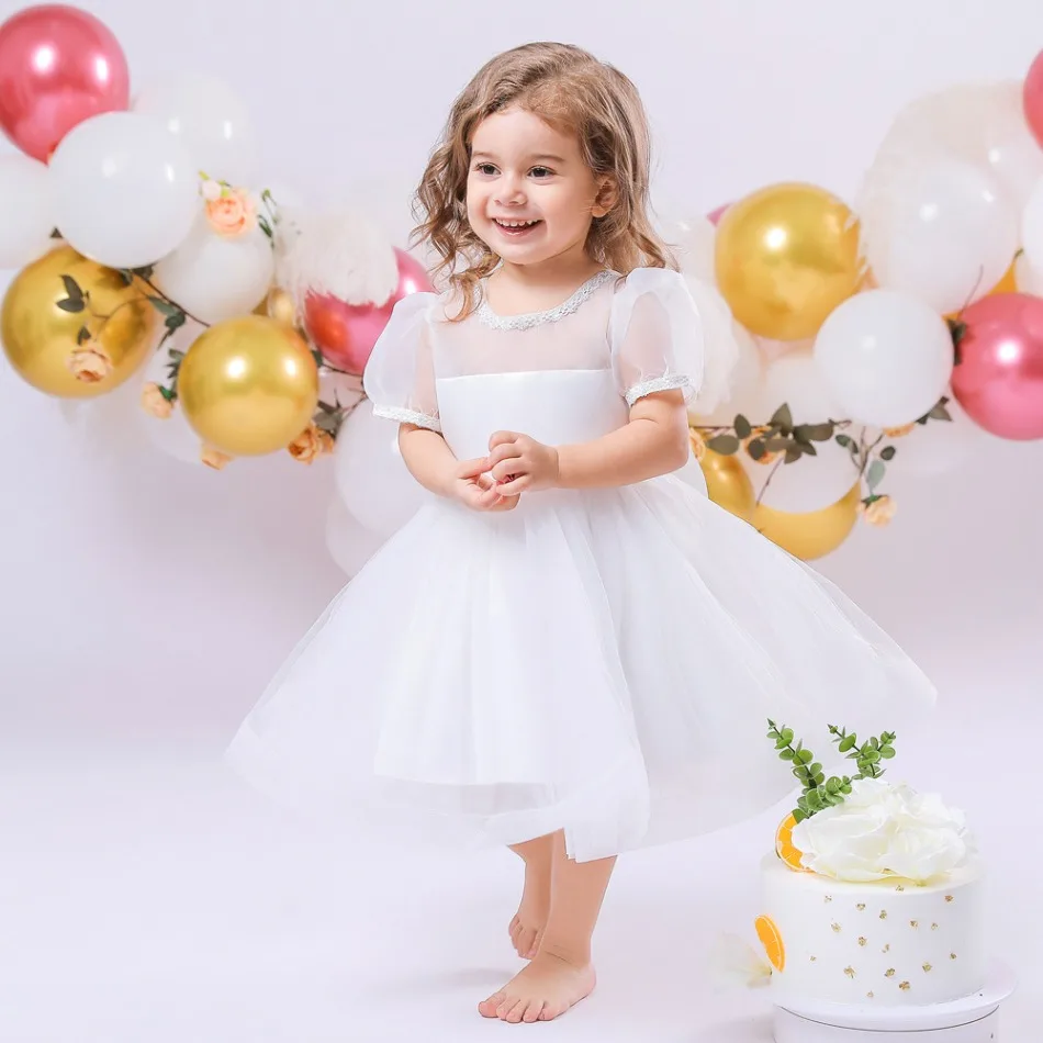 

Toddler Baby Wedding Party Dress for Girl Baptism Bow 1st Birthday Wedding Princess Dress Kids Bridemaid Prom Gown Costume ASQ03