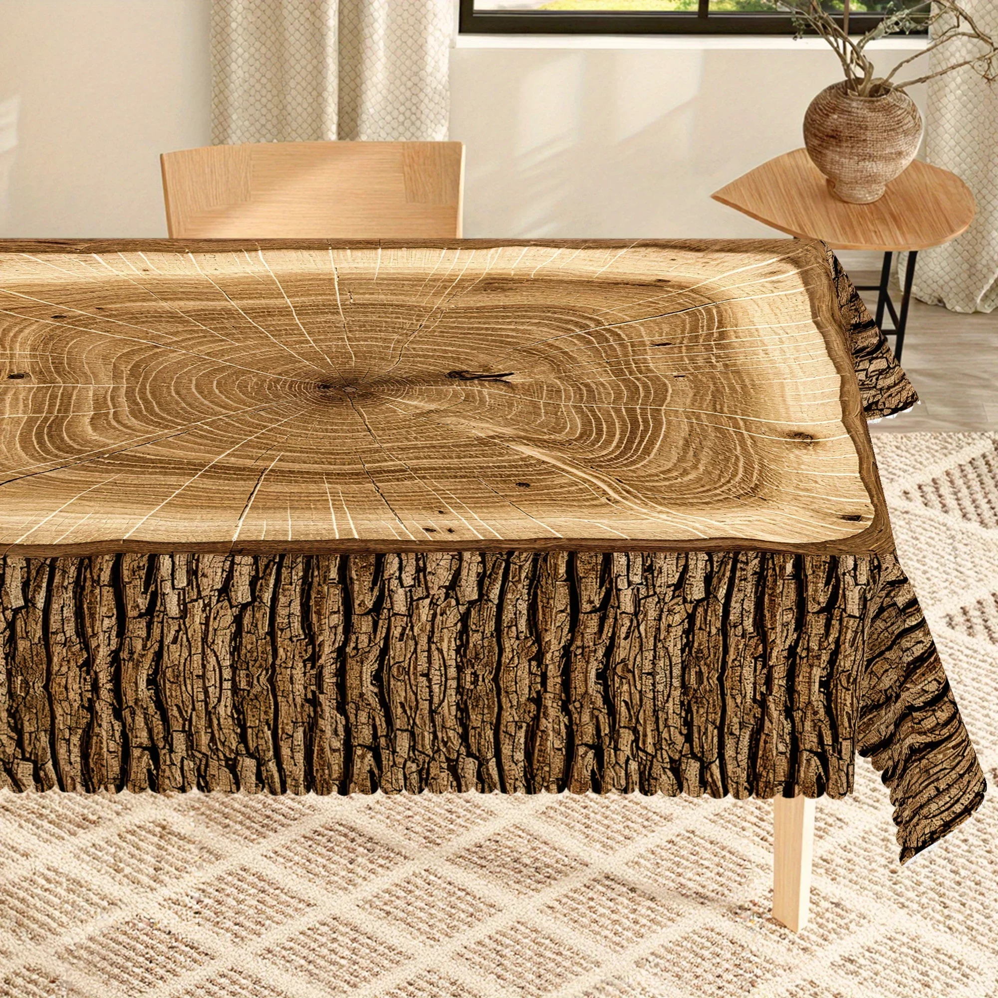 One tablecloth with a retro wooden stake theme, featuring a rural farmhouse style.PMJ