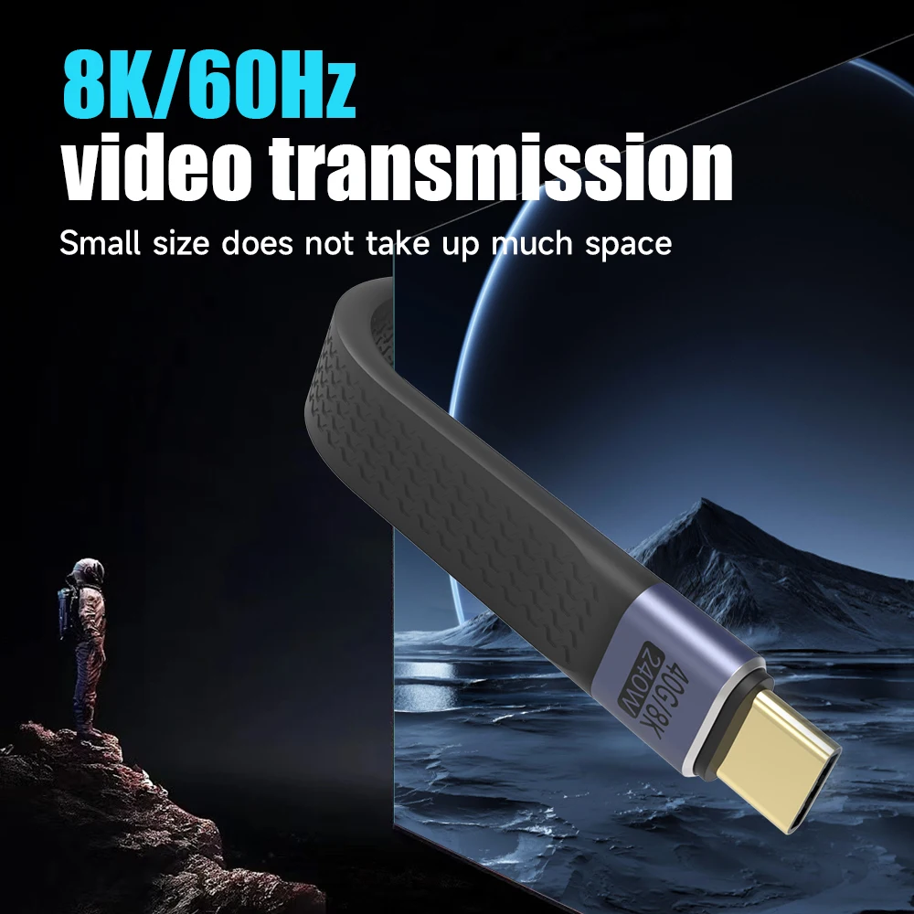 240W USB4.0 40Gbps USB C Type C Male to Male Flat Data Short Cable PD Fast Charging Cable 8K@60Hz Audio/Video Adapter for Laptop