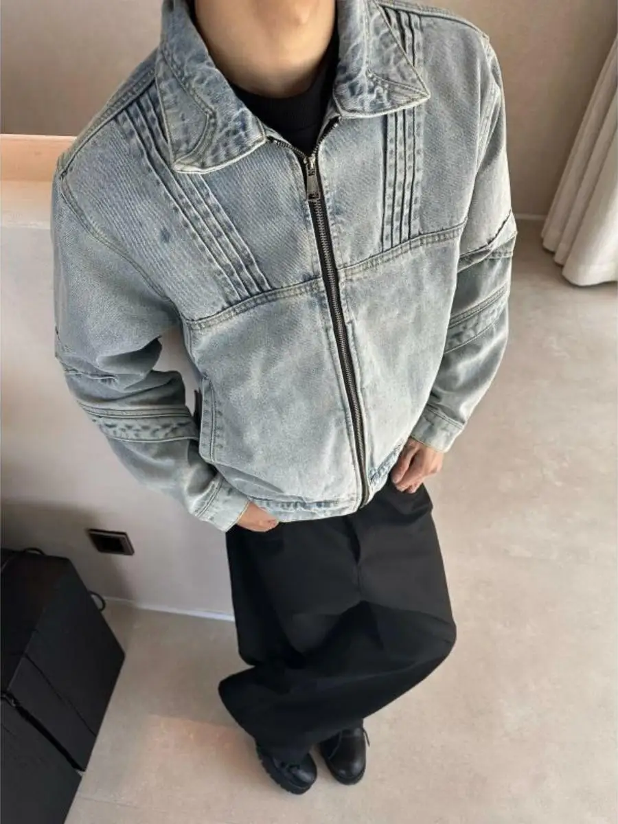 

MADEEXTREME Мужская джинсовая куртка из плотного денима CleanFit Premium Feel, верхняя одежда свободного кроя с длинными рукавами, весна