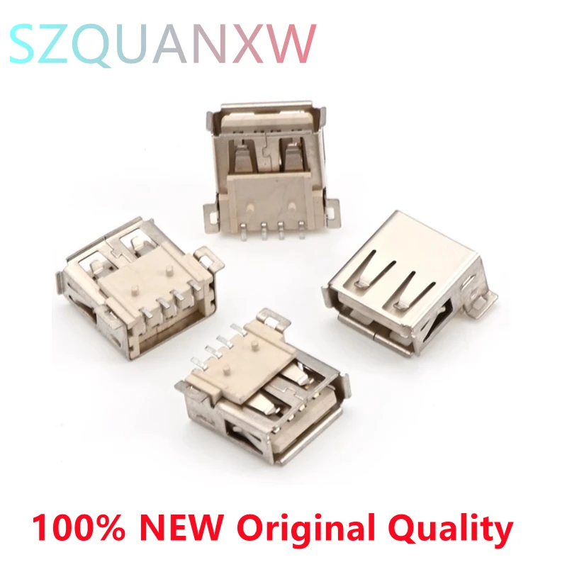 10PCS USB Type A Standard Port Female Solder Jacks Connector PCB Socket USB-A type SMT 4Pin