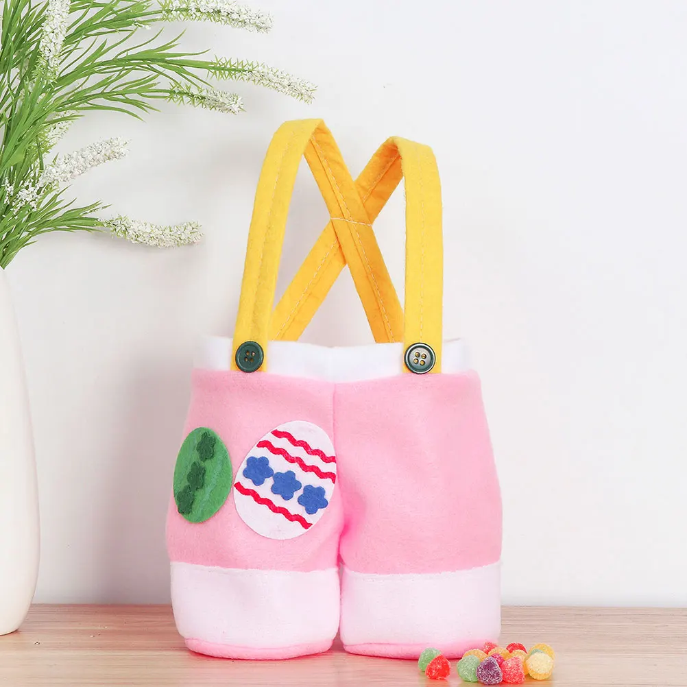 

Easter Candy Bag with Handle Unique Trousers Design Festival Gift Packaging Pouch for Chocolate Mints Surprise Party Decor