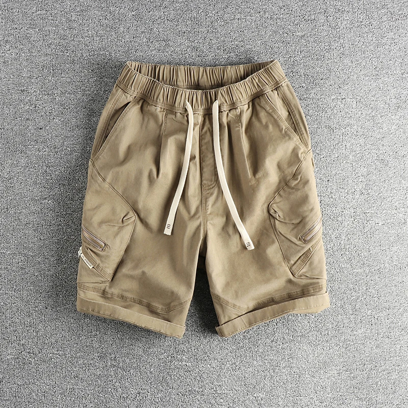 

Retro Japanese Style Casual Shorts Men's Five-Quarter Length Washed Woven Cotton Workwear Loose Fit Youthful Summer Shorts