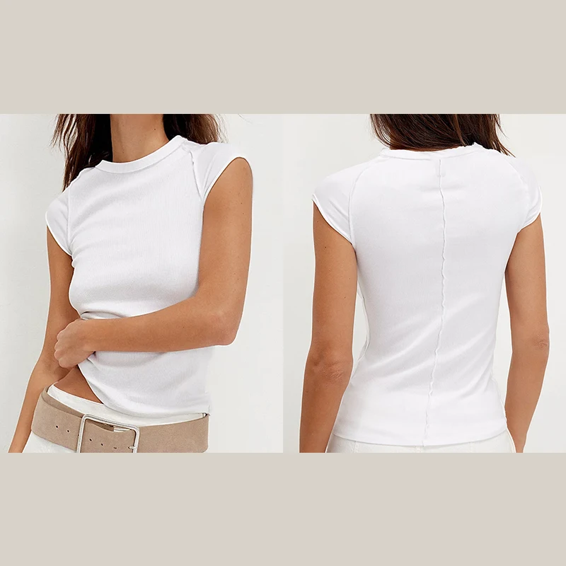 

2025 Summer Round Neck Short Sleeve Navel Shirt Cute Slim T-shirt Pullover Clothing Y2k Shirt Women's Casual Basic T-shirt