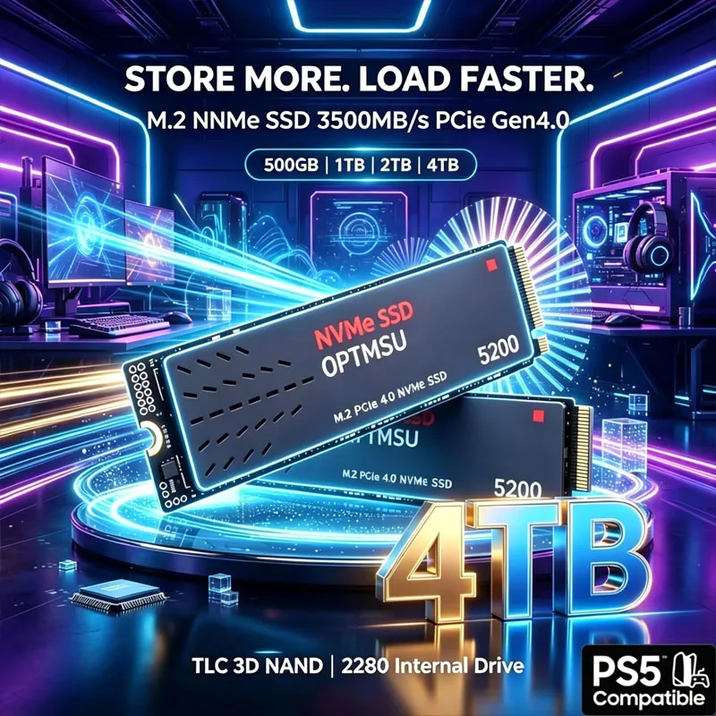 Original 5200 NVMe SSD PCIe Gen4x4 M.2 2280 Internal Hard Drive 500GB 1TB 2TB 4TB For Gaming Laptop Desktop