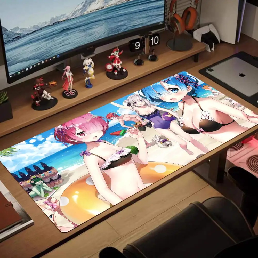 Anime Re Zero Rem Mouse pad Rubber Anti-Slip XXL 1200x600 Gaming Gamer Desk Mat Keyboard Pad Decoration Office Desk Accessories