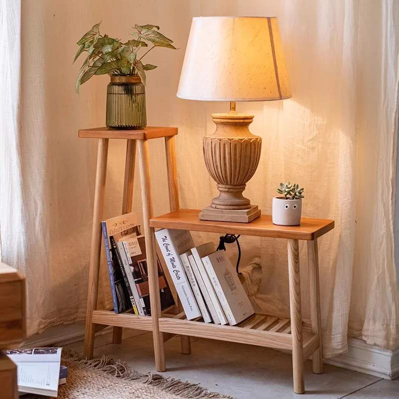 

‌Solid Wood Plant Stand - Multi-Tier Shelf for Balcony & Living Room, Space-Saving Corner Organizer, Modern Minimalist Decor