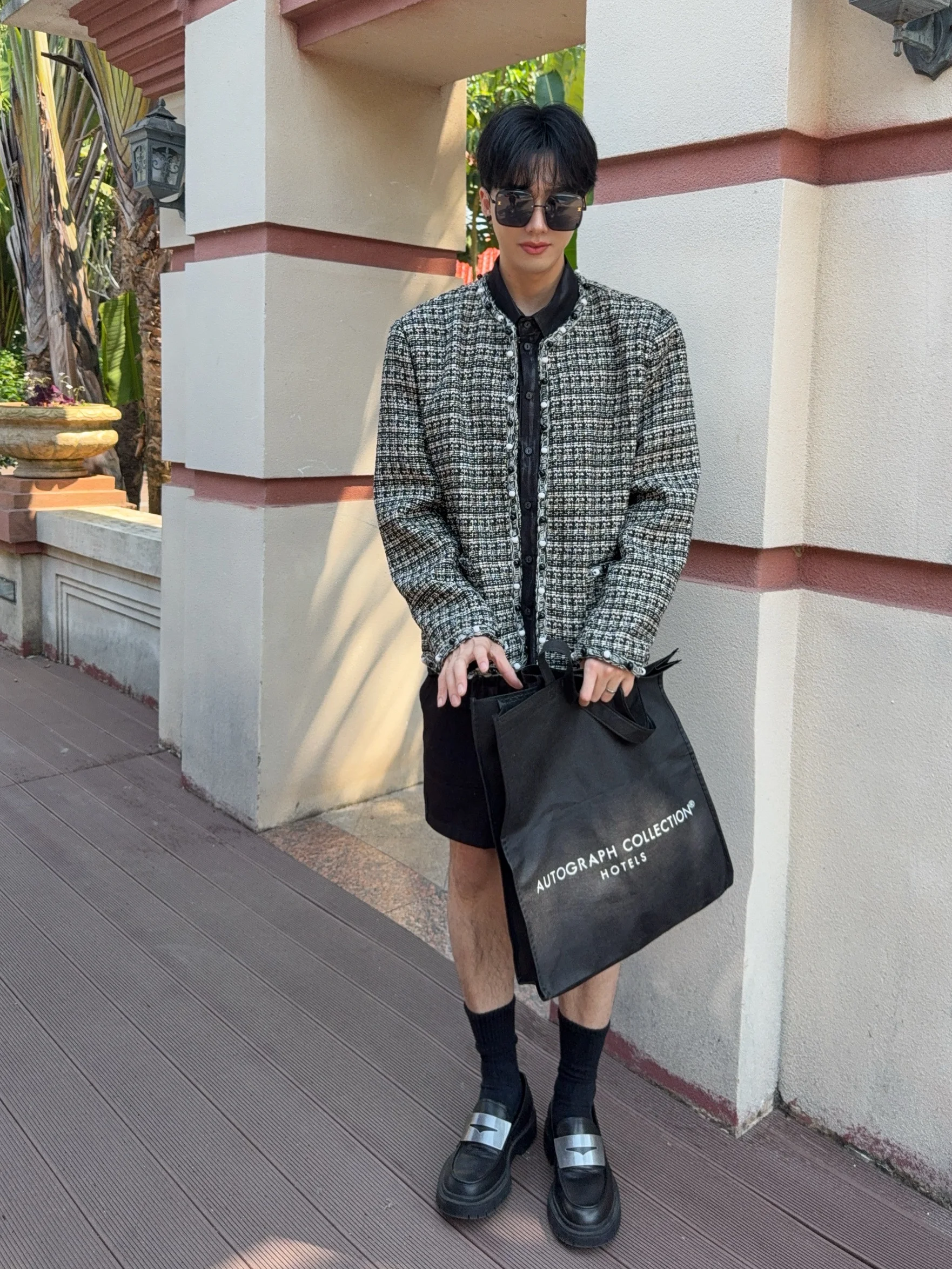 

Loose Fit ort Pearl Decorated Knitted Jaet for Men Korean Sle Youthful Polyester Cotton Blend Spring Autumn Winter