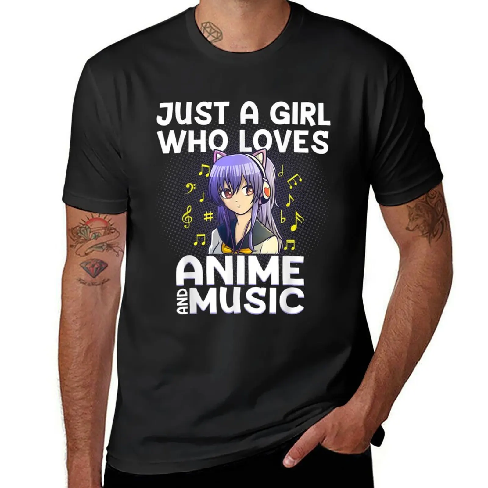 

Just A Girl Who Loves Anime And Music T-shirt vintage sports fans boys animal print cute clothes fitted t shirts for men