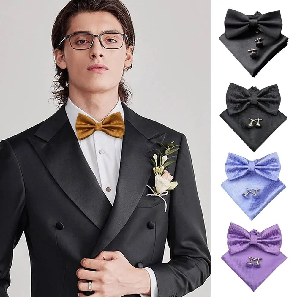 3 unids/set de corbata de diseñador de moda, conjunto de gemelos de pañuelo de negocios de lujo cuadrados de bolsillo elegantes ajustables para hombres