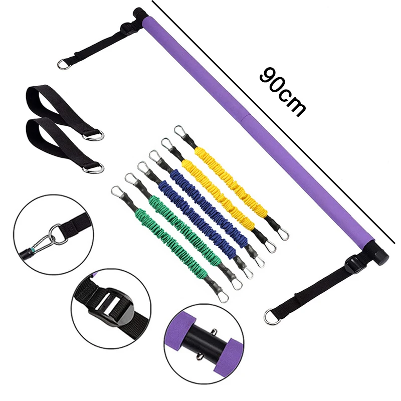 Portable Pilates bar kit with Resistance Bands for Home Workout,Pilates bar Workout Gear Supports Full Body Workout 20-300LBS