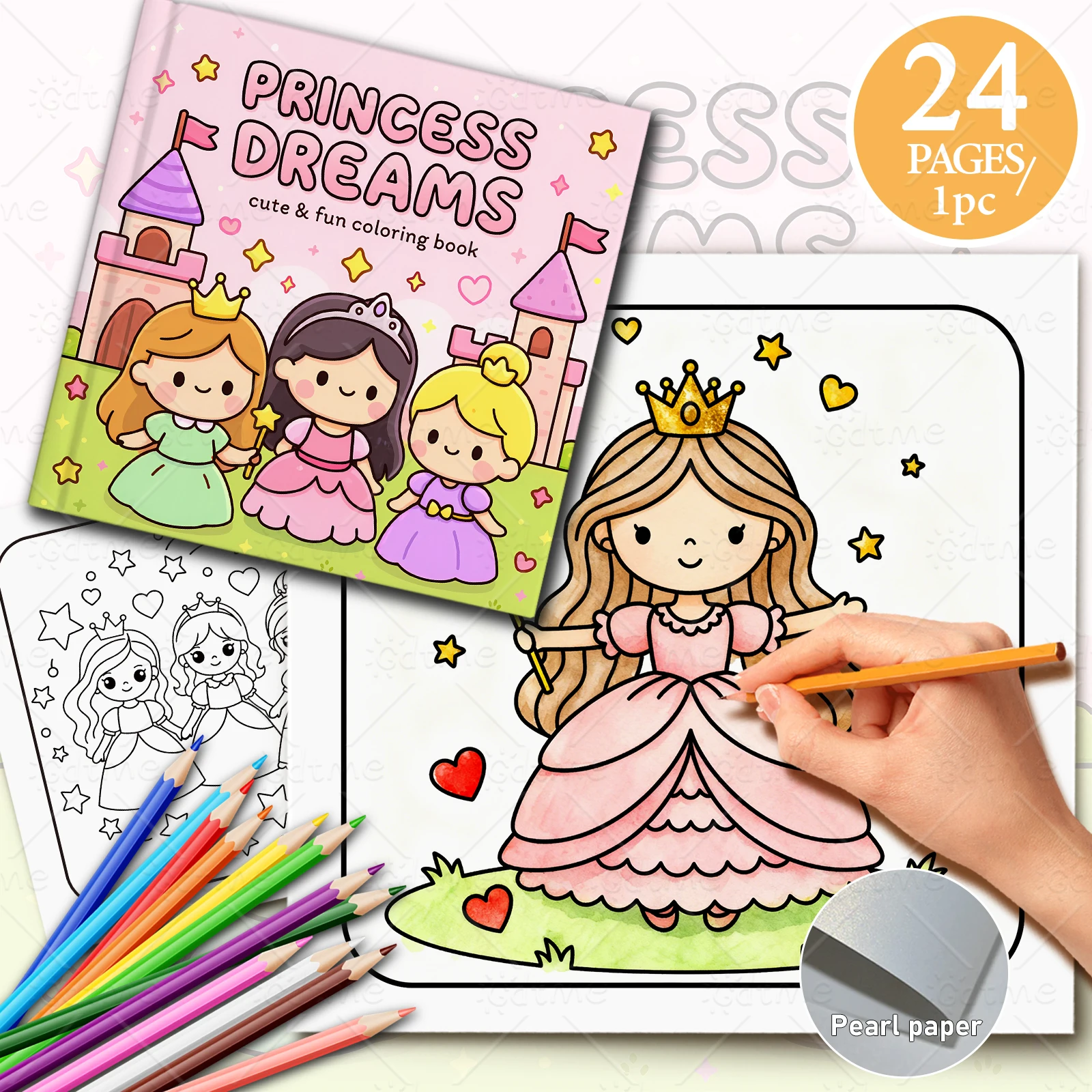 PRINCESS DREAMS Malbuch mit kräftigen, einfachen Mustern für Erwachsene, niedliches Zeichenbuch, perfektes Geschenk für Party und Geburtstag ﻿ – Detail 1
