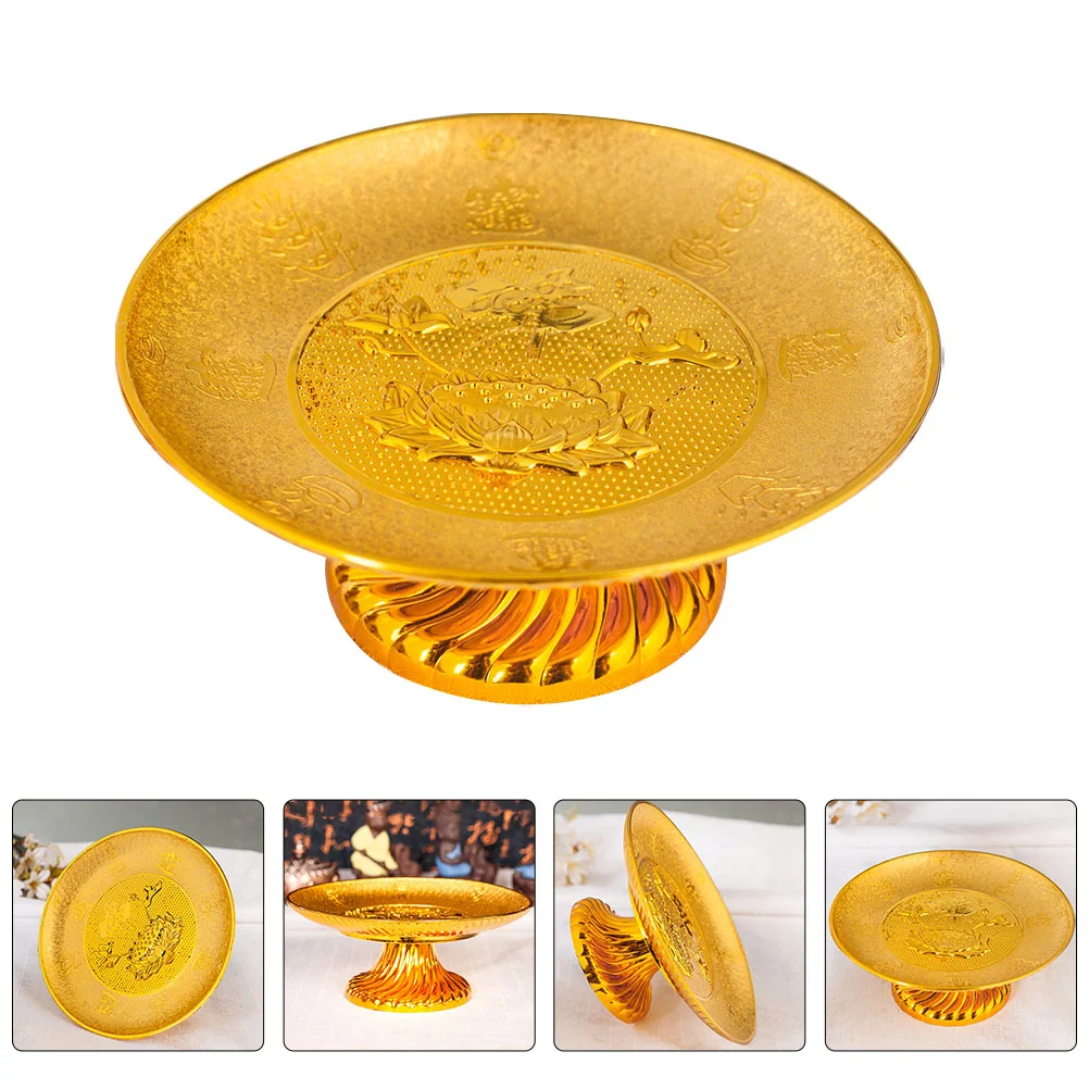 Sacrificial Offering Fruit Plate Creative Temple Plastic Tray Consumables Golden Blessing Lotus