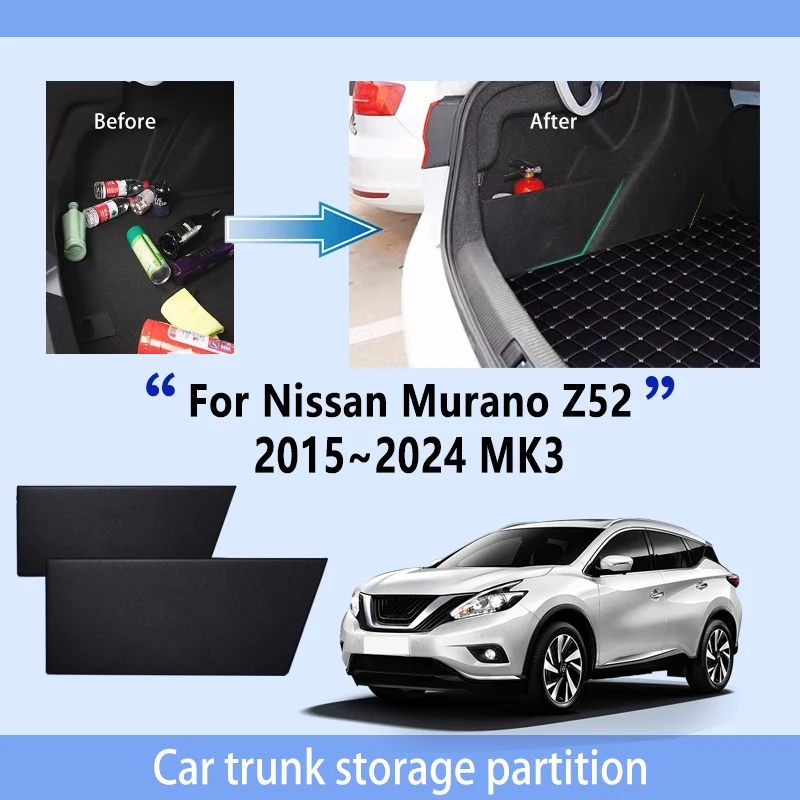 

Автомобильные аксессуары для Nissan Murano 2015 ~ 2024 Z52 MK3, перегородка для хранения багажника, многофункциональный органайзер для салона автомобиля