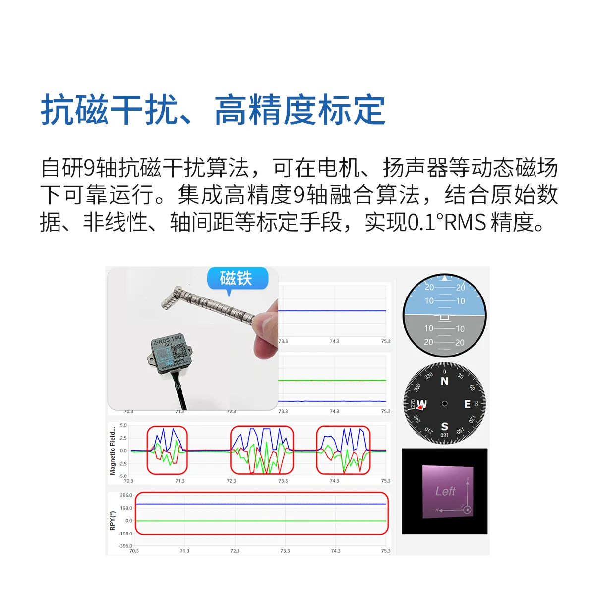ROS Robot IMU Module, AHRS Attitude Sensor with USB Interface, 9-axis (Gyroscope + Accelerometer + Magnetometer)