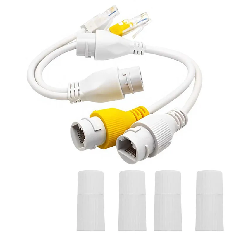 Waterproof IP PoE Ethernet Splitter Adapter RJ45 Fits Connectors for Security Camera Installation Ethernet Cable Management