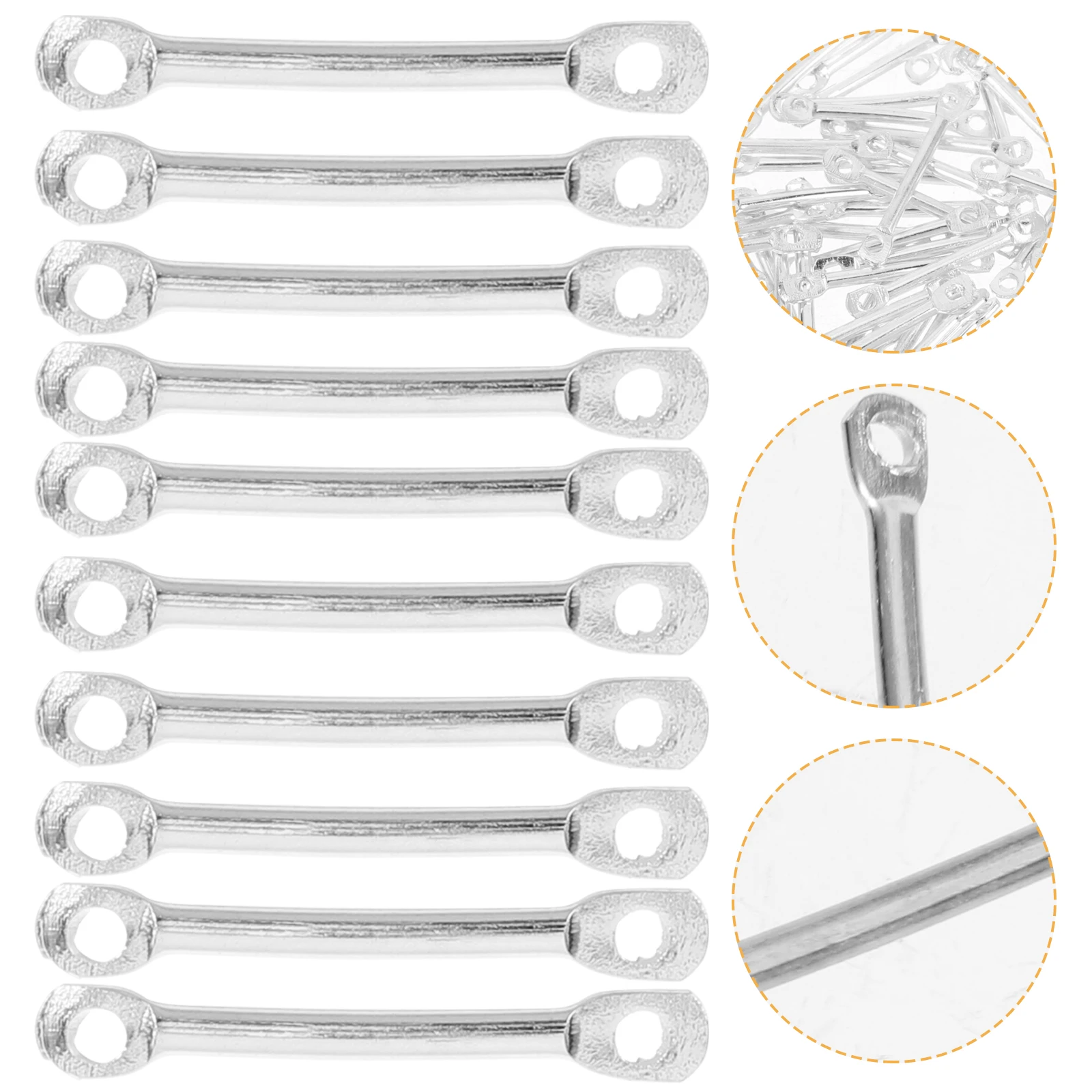 

200 Pcs Earring Accessories Charms for Jewelry Making Silver Bar Connector Link Links