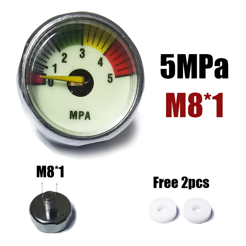 Manómetro Mini HPA 1 pulgada regulador buceo – Rosca M10 M8 - imagen 2