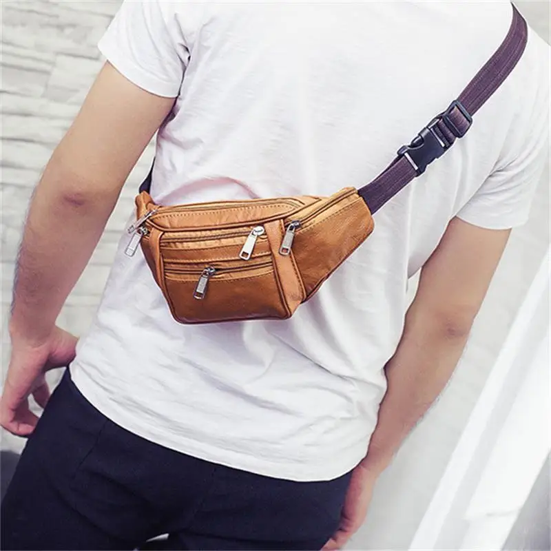 Vintage Sports Waist Bag Multi-Pockets Waterproof Fanny Pack Travel Belt Bag Coin Purse for Men