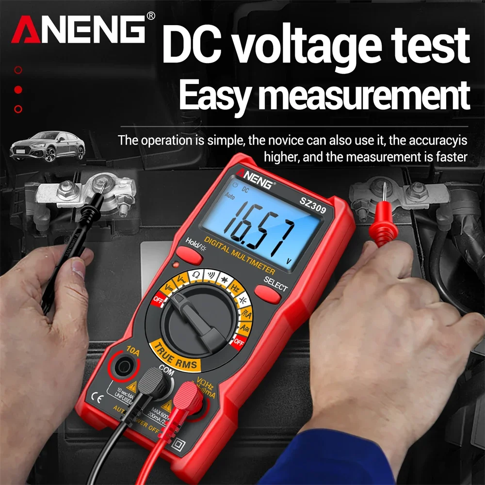 AC/DC Voltage Current Tester Red Multimeter Digital Backlit Easy To Carry Electrical Instrument Multimetro Tools ANENG SZ309