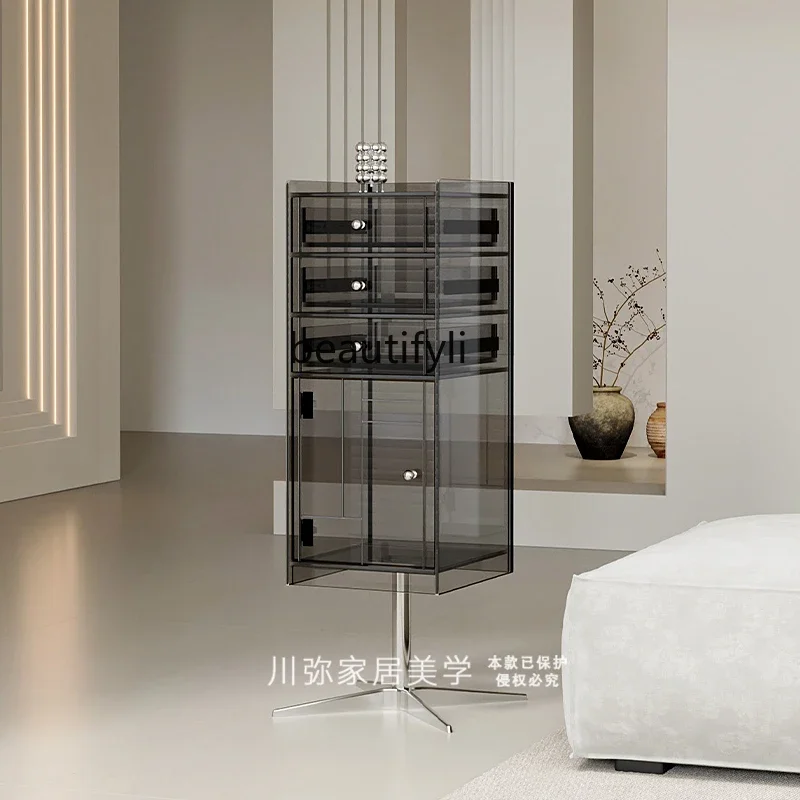 

Acrylic floor rotating storage bookcase locker living room side cabinet entrance6005