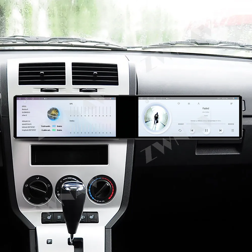 Android 13 com tela dupla HD de 12,3 polegadas para Dodge Caliber 2007-2010, GPS automotivo, reprodutor multimídia, acessórios internos para carros, u