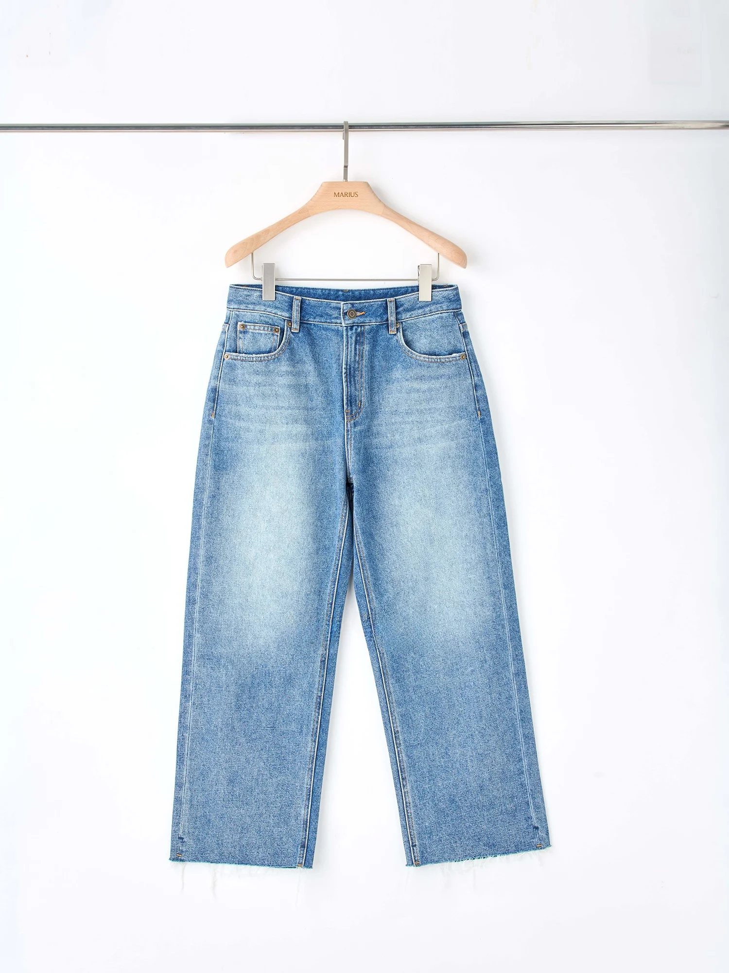 

Модные свободные джинсы MARIUS с широкими штанинами, прямым кроем и отворотами, без эластана, из зимней коллекции для женщин