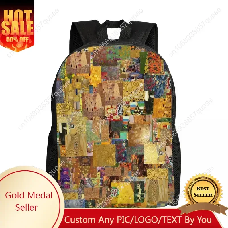 

3D Print Gustav Klimt Painting Art Backpacks for Girls Boys College School Travel Bags Men Women Bookbag Fits 15 Inch Laptop